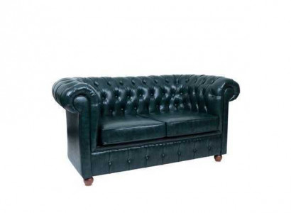 Dunkelblauer Chesterfield Zweisitzer Modernes Sofa 2-Sitzer 2-er Sofa